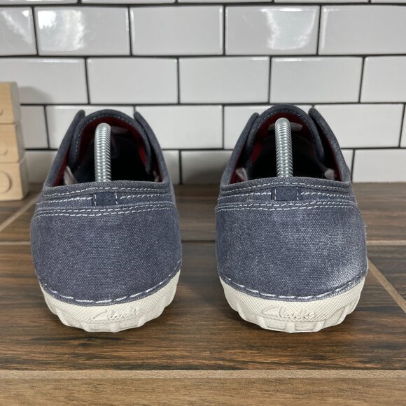 Clarks Kornel Row Mens Size 11 Shoes Blue Canvas Suede Lace Up Casual Sneaker - Picture 4 of 13